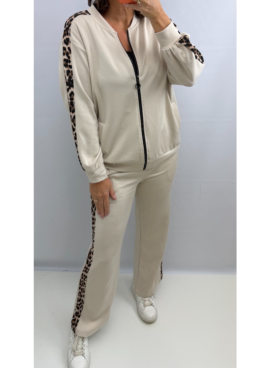 2-delig set met panterprint bies Chayenne beige SALE 