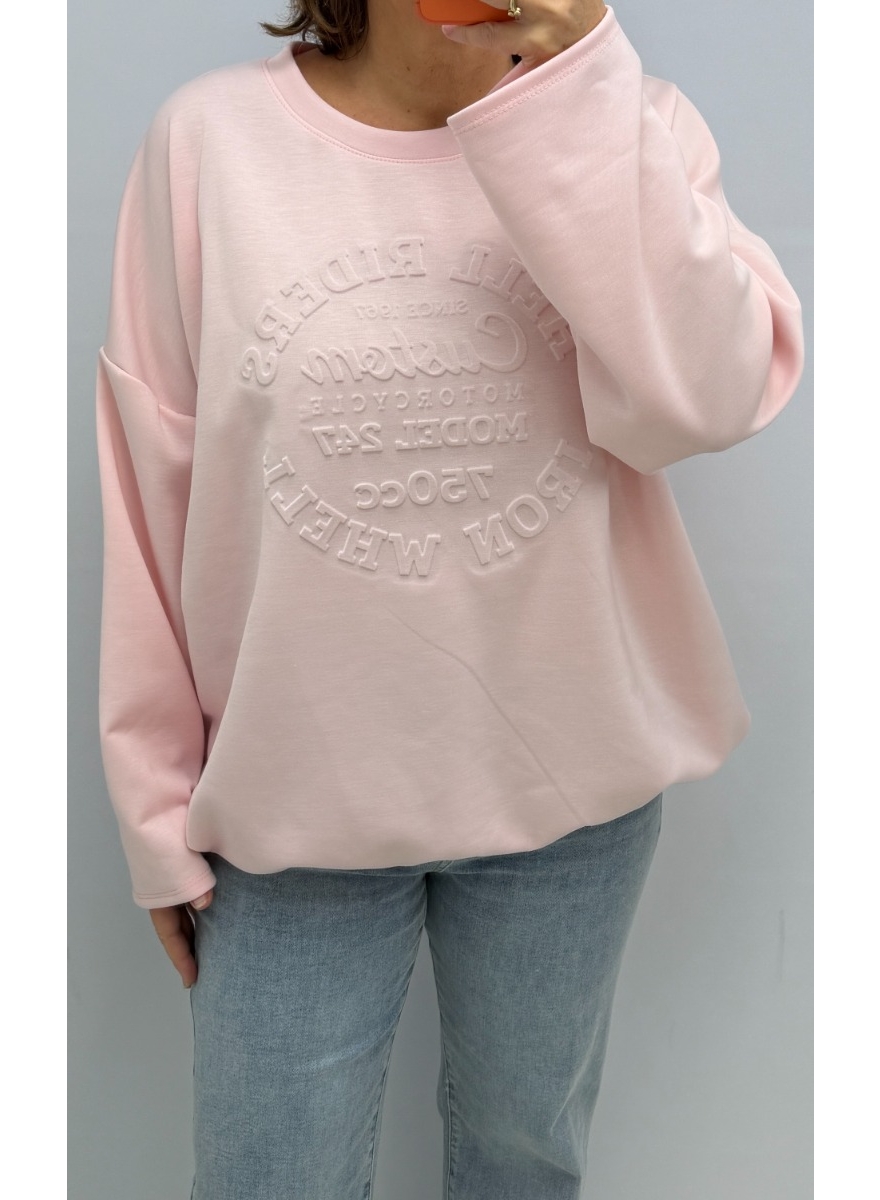 Sweater met 3D tekst lichtroze