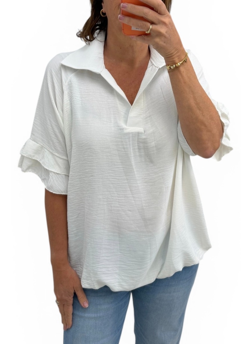 Blouse met korte volant mouw Kady off-white