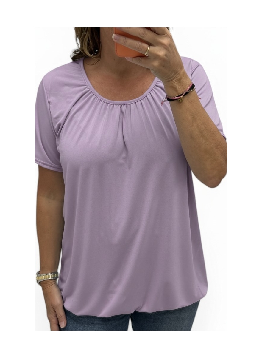 Basic ballon shirt TRAVELSTOF met korte mouw uni lila.BBT 