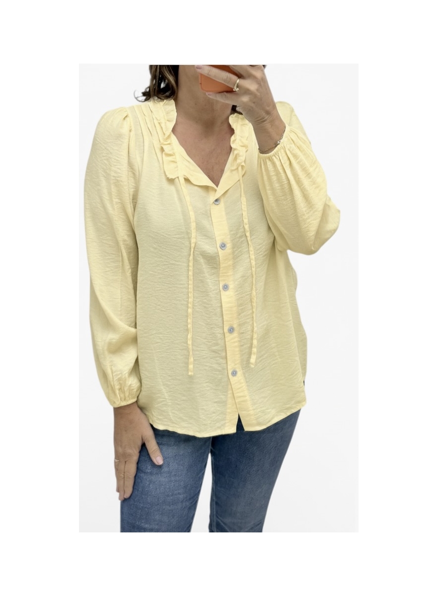 Blouse met plooien en koord Scarlett geel