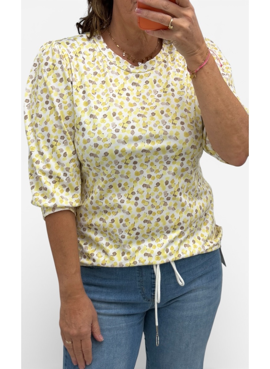 Blouse met ronde hals confetti geel (TVB)