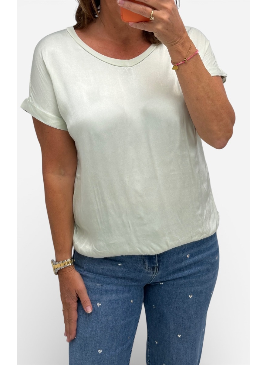 Shirt met satijn-look voorzijde Livia licht groen
