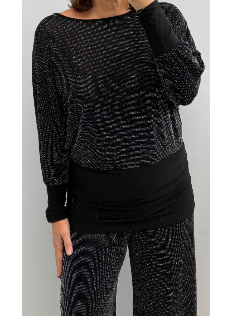 Blouse met strakkere boord Ilse Dotted zilver