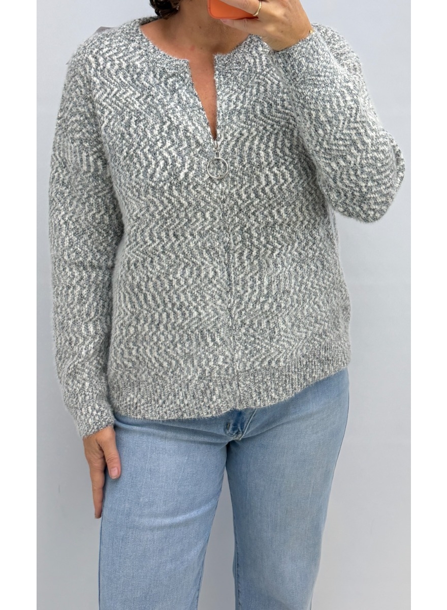 Vest met spikkels/graphic motief zwart/wit (K2561)