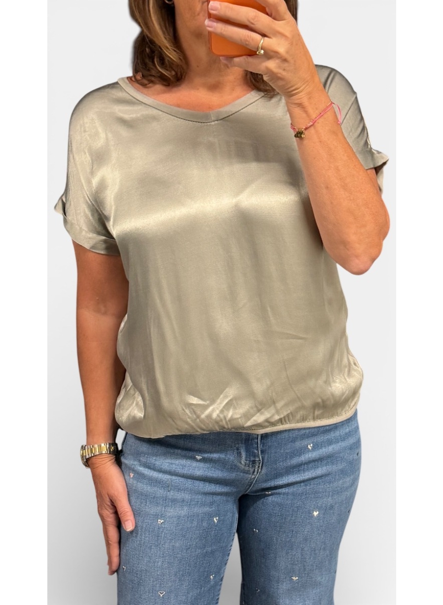 Shirt met satijn-look voorzijde Livia grijs