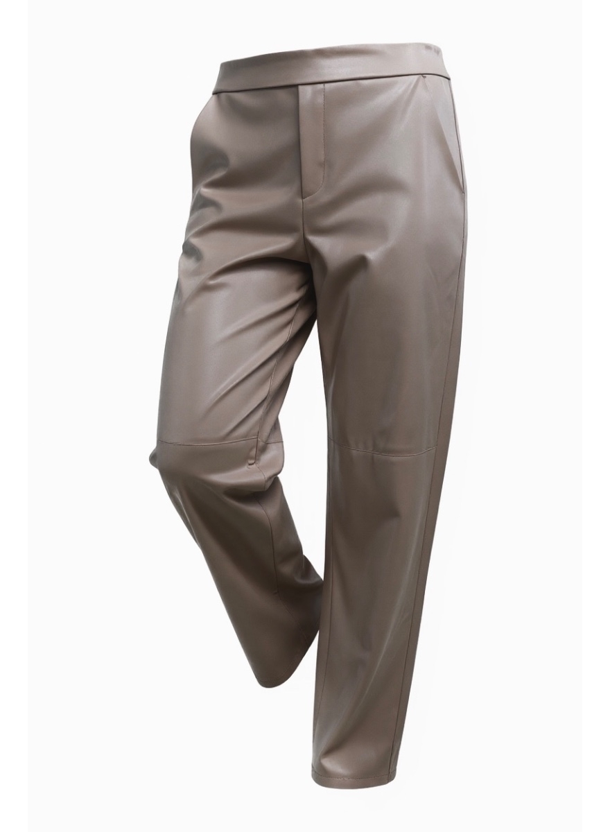 Leather-look broek met zakken Lilith taupe