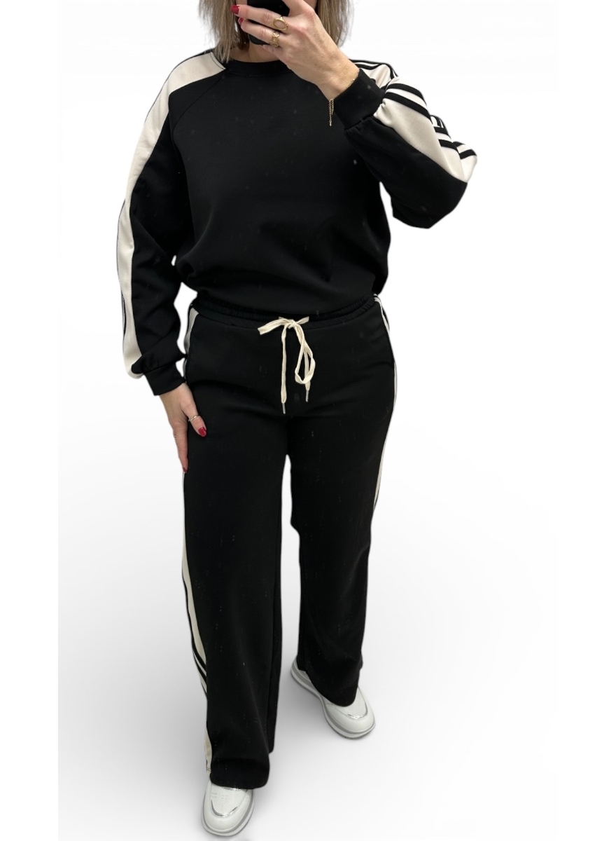 2-delig set met BREDE bies zwart