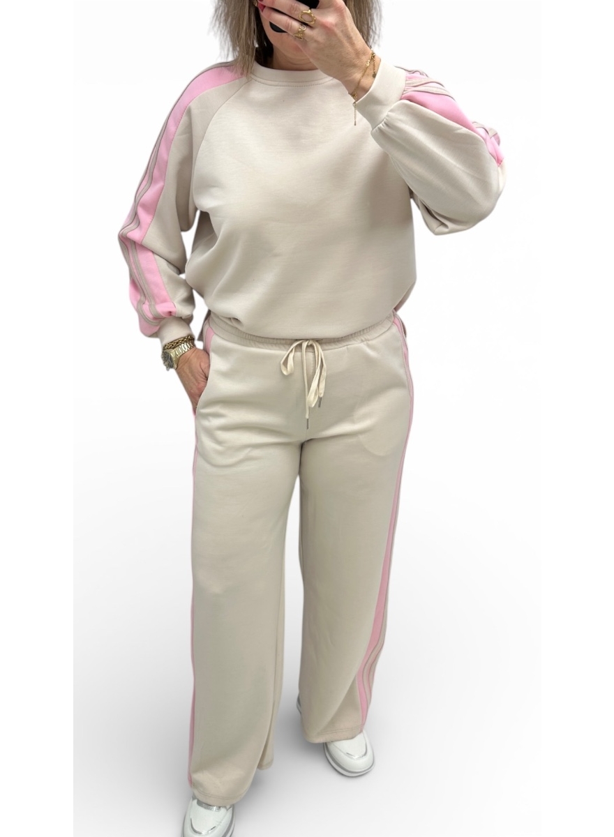 2-delig set met BREDE bies beige