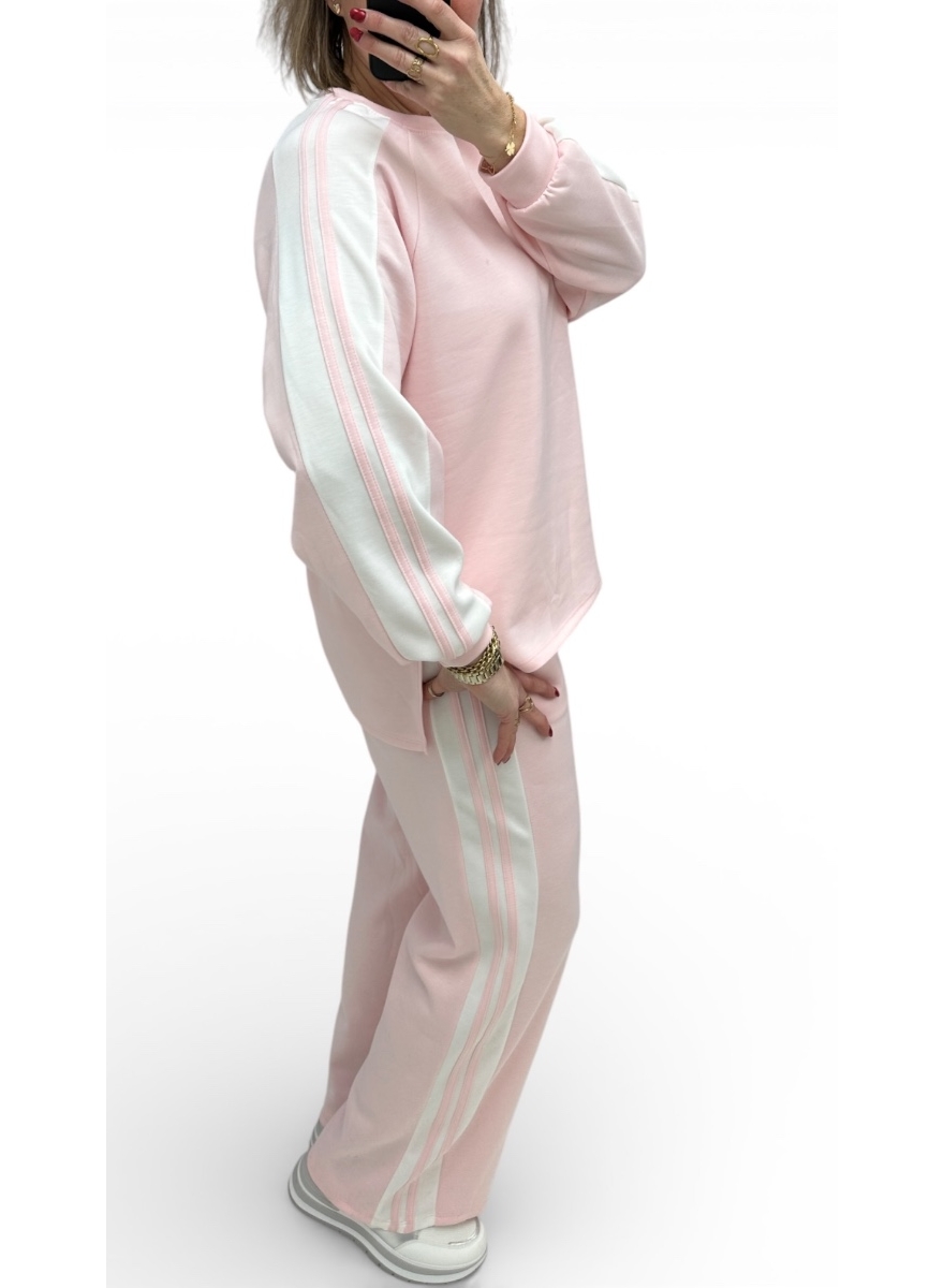 2-delig set met BREDE bies licht roze