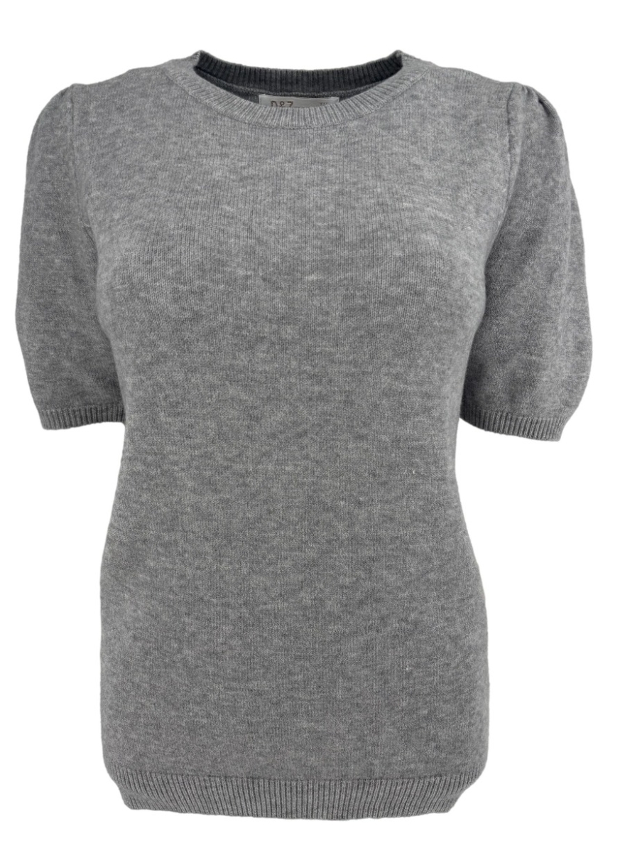 Zacht truitje met korte mouw en ronde hals grijs (DZ-8967)
