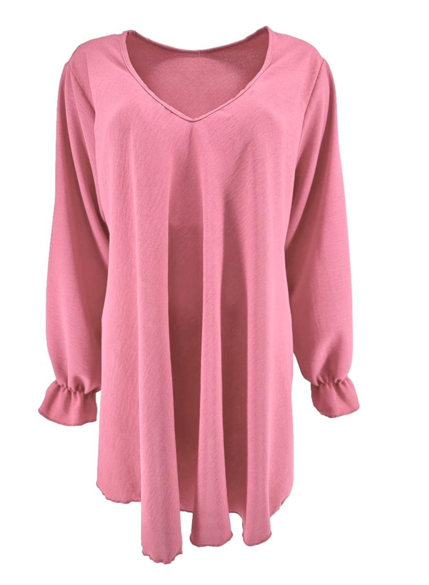 Uitlopende blouse met lange mouw en V-hals Wendy licht roze