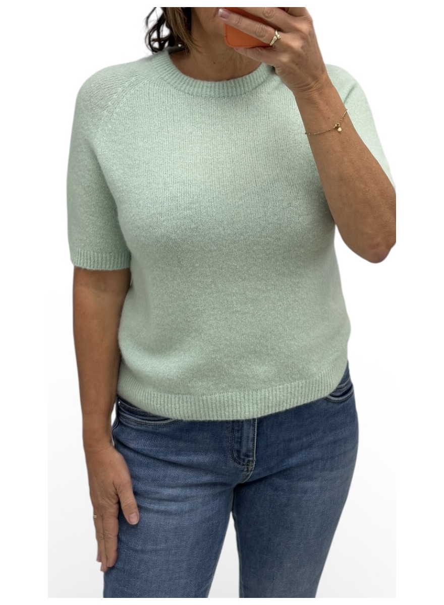 Zachte trui met korte mouw BABY alpaca mint groen