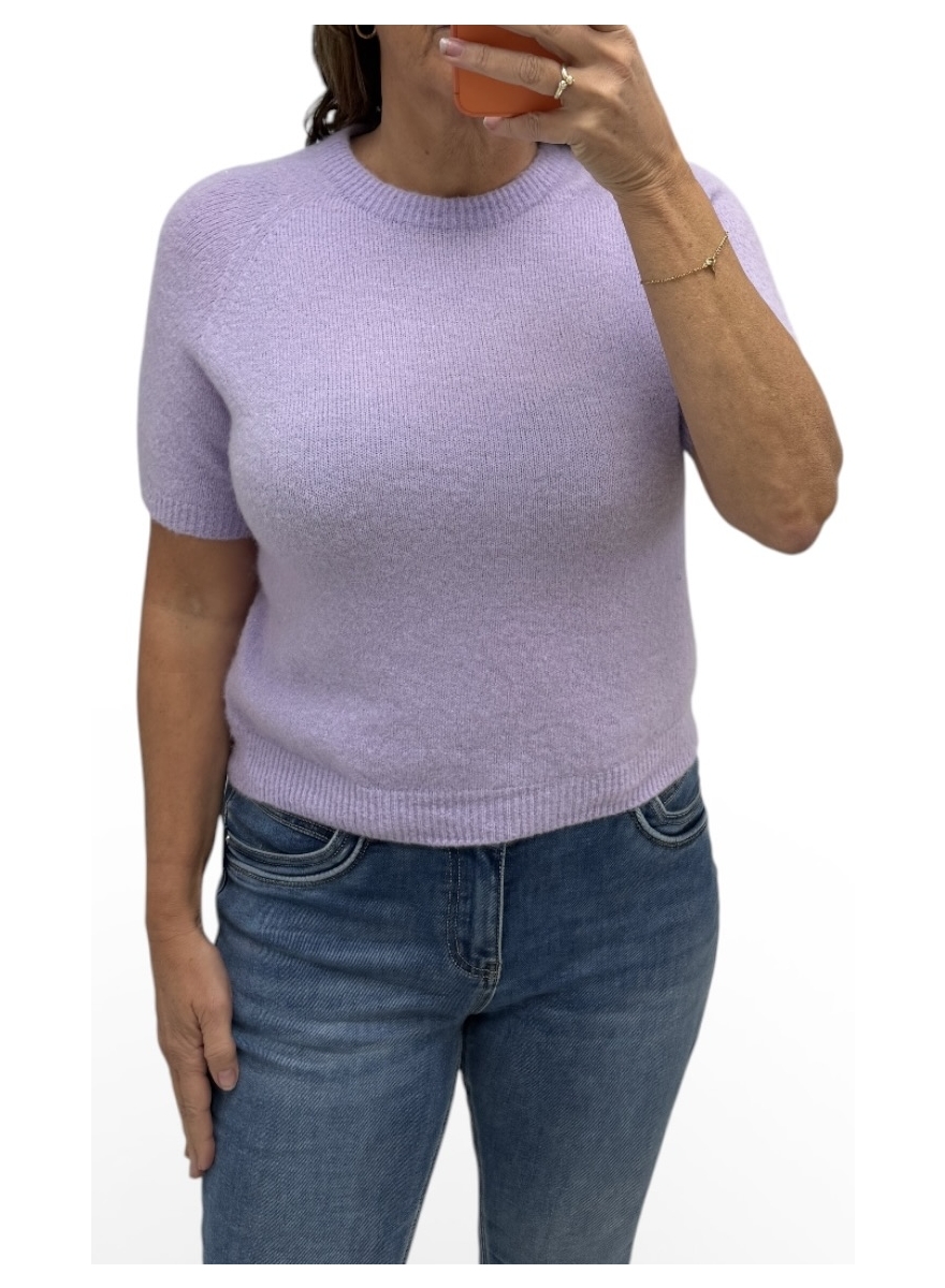Zachte trui met korte mouw BABY alpaca lila