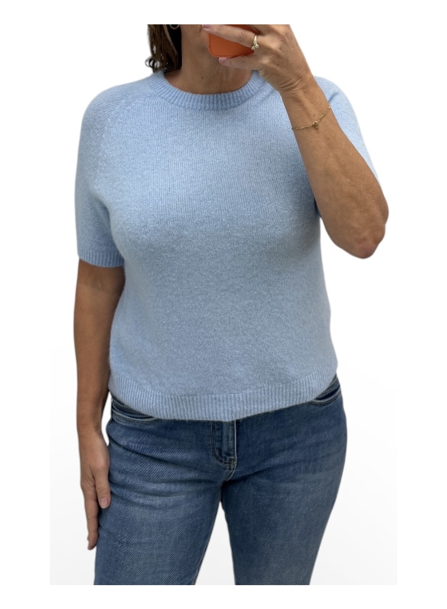 Zachte trui met korte mouw BABY alpaca blauw