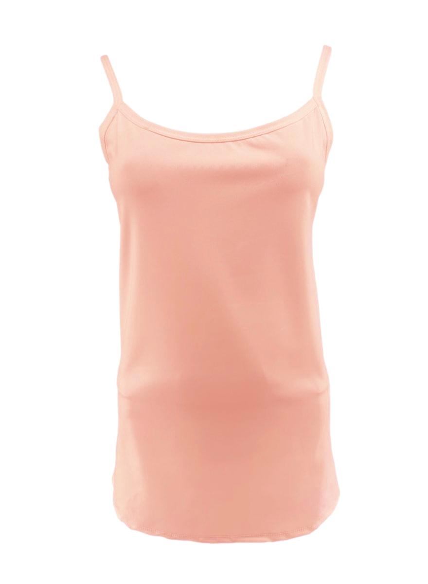 Top van travelstof met spaghetti bandjes roze. ttsb