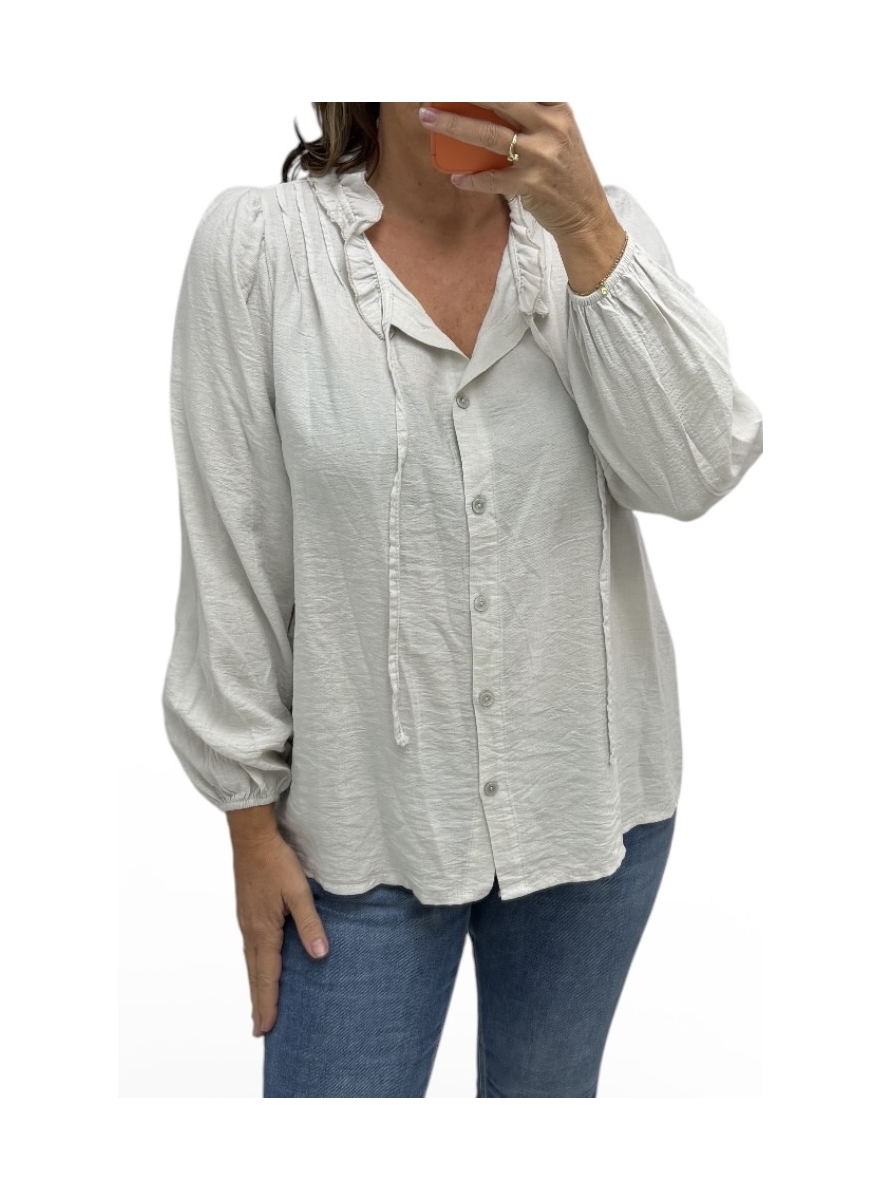 Blouse met plooien en koord Scarlett beige