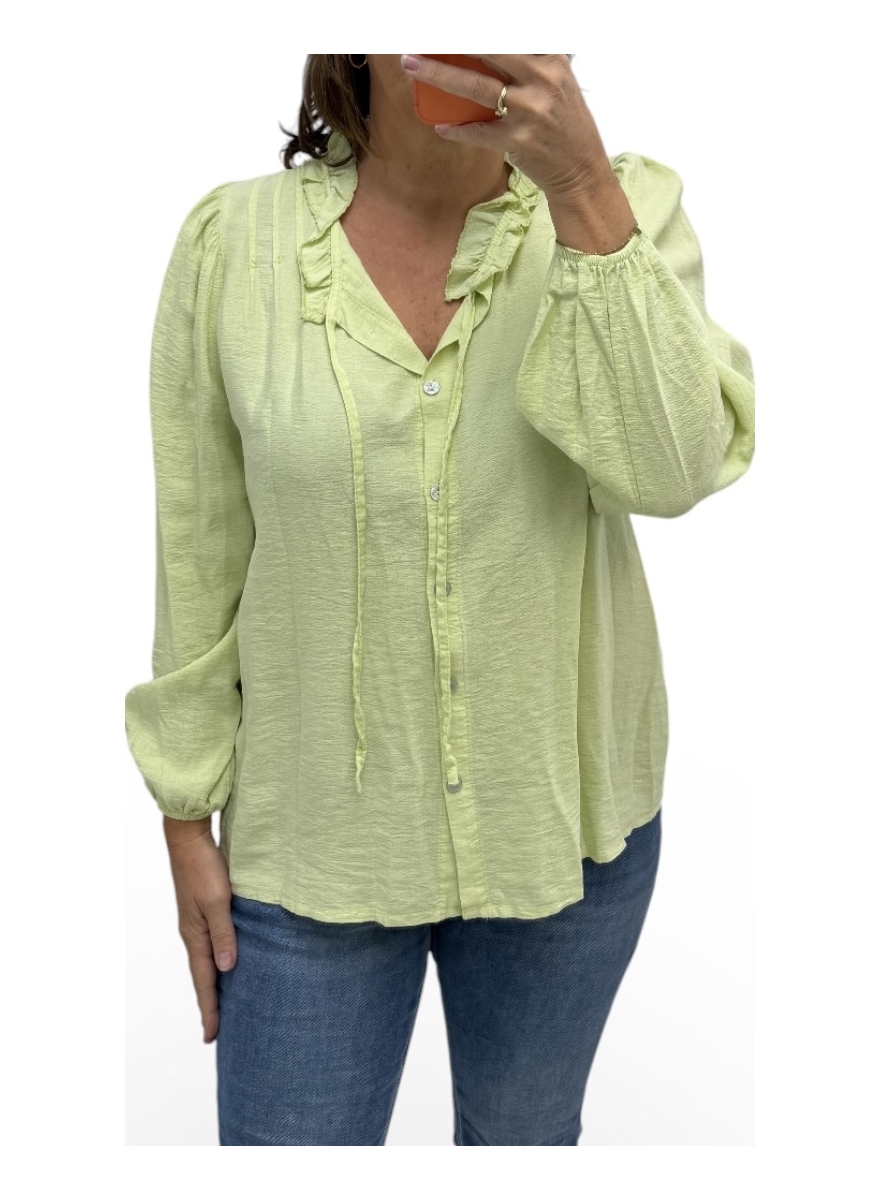 Blouse met plooien en koord Scarlett groen
