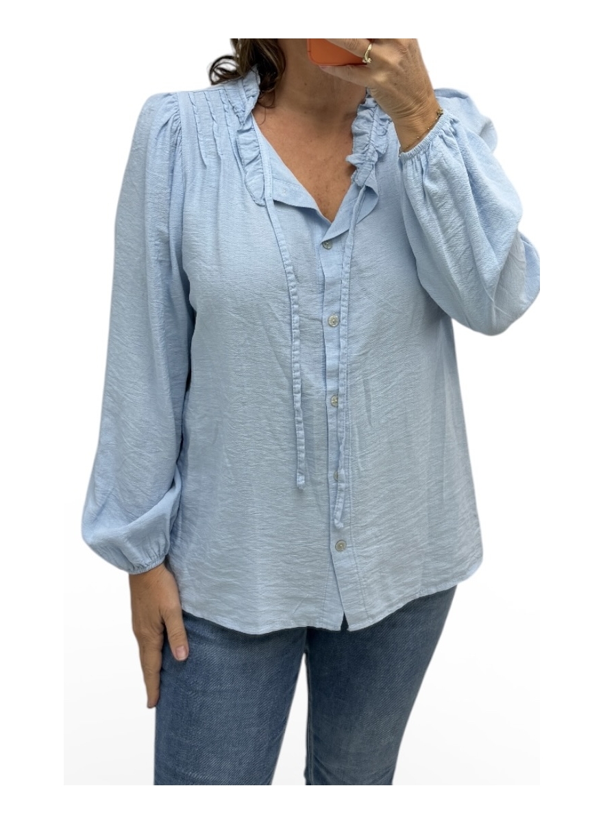 Blouse met plooien en koord Scarlett blauw