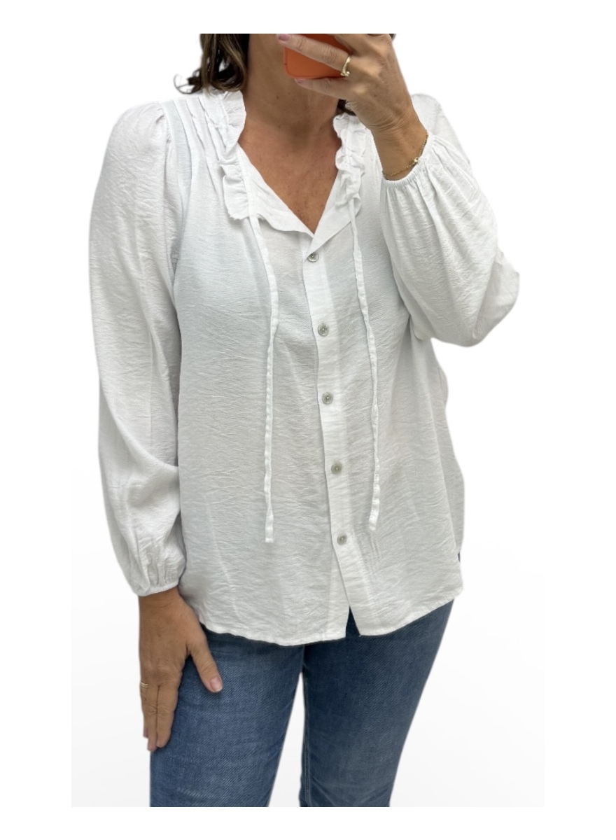 Blouse met plooien en koord Scarlett off-white