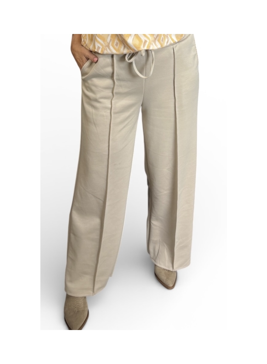 Broek met koord en naad Gioosa beige