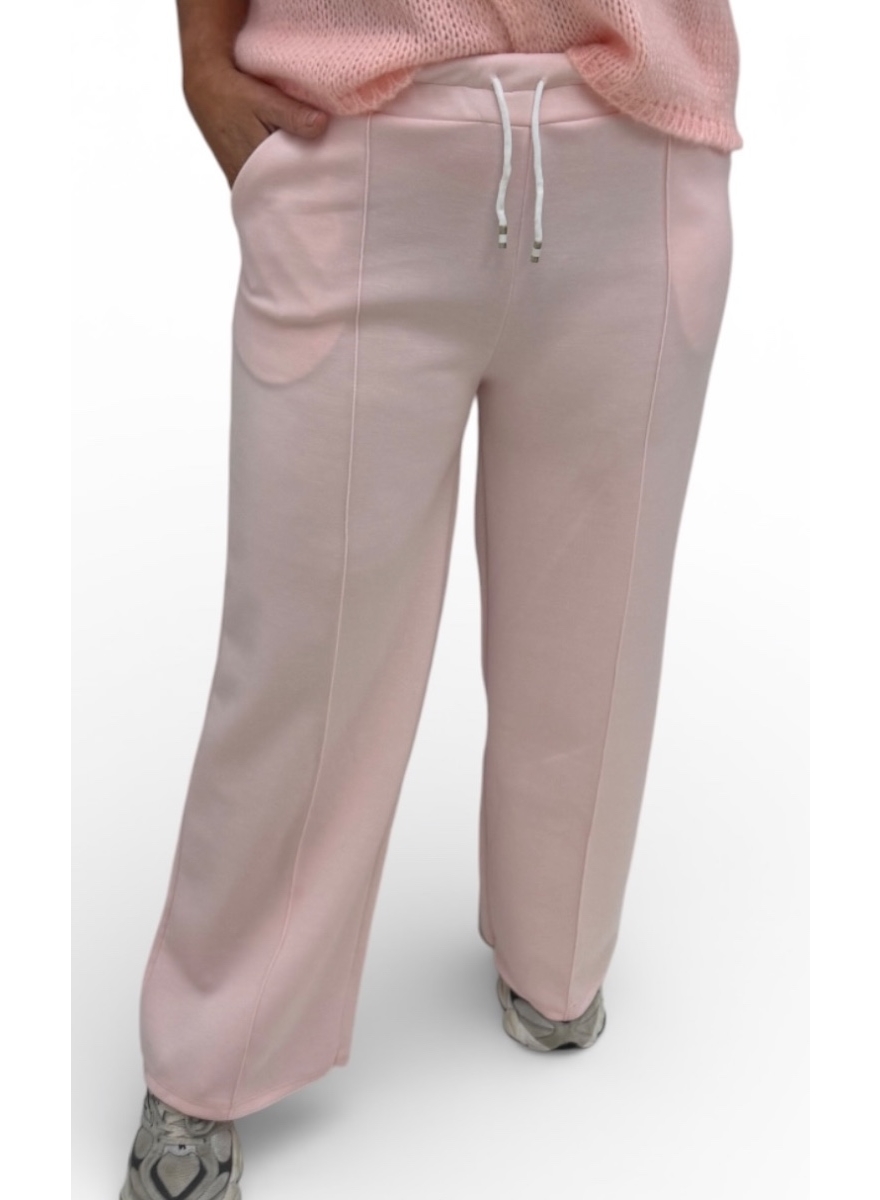 Broek met rechte broekspijp en wit koordje Sietske licht roze