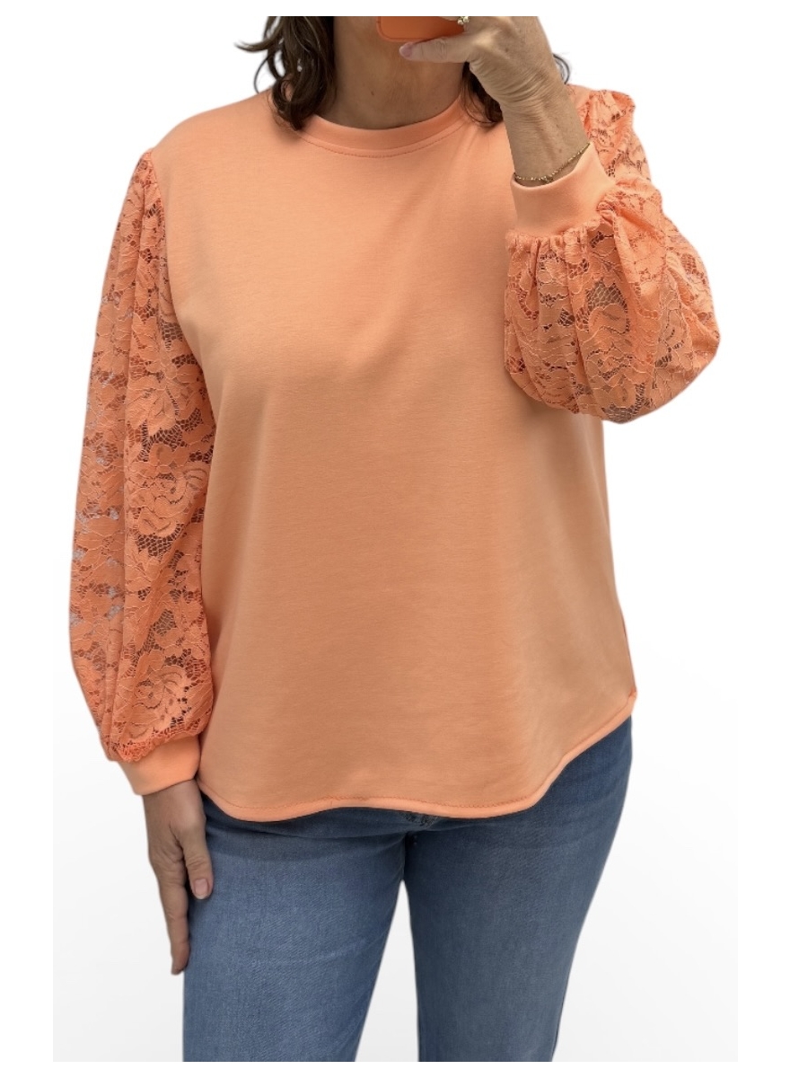 Sweater met kanten mouw peachy (SWD)