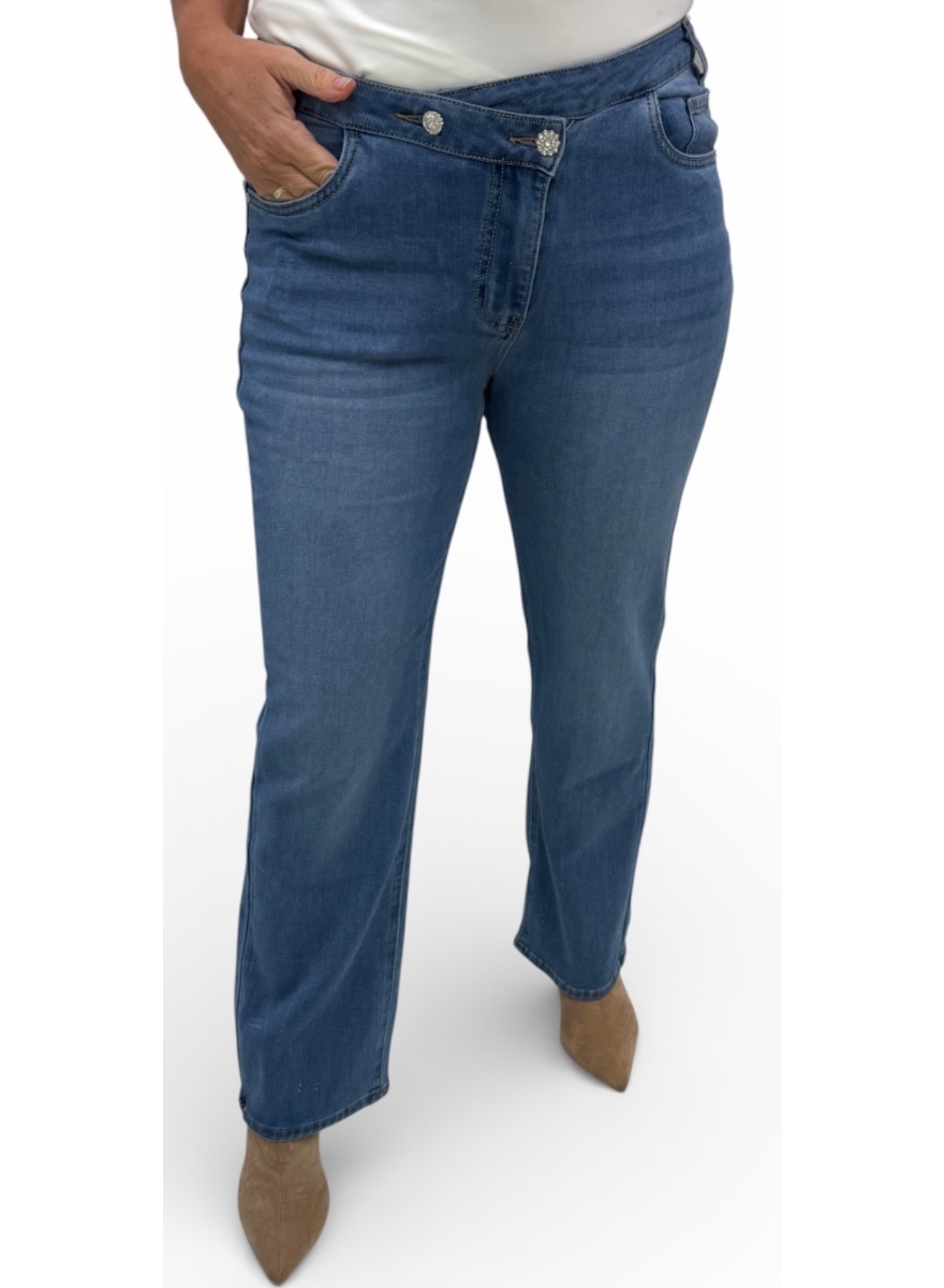 Nova karostar jeans schuine knoopsluiting (NK673)