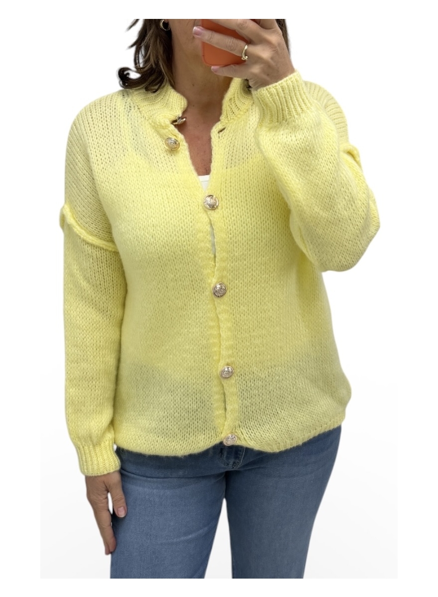 zacht vest met knopen Sophia geel