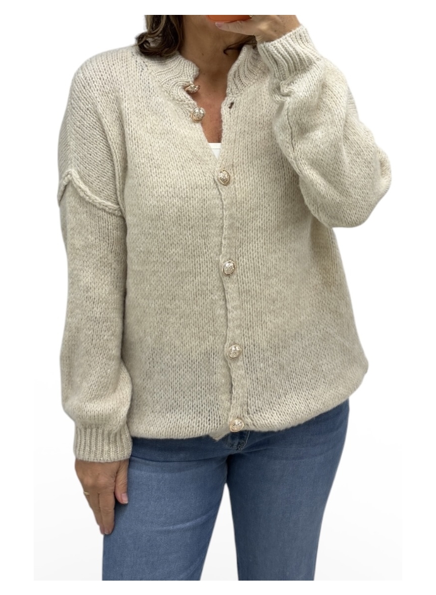 zacht vest met knopen Sophia beige