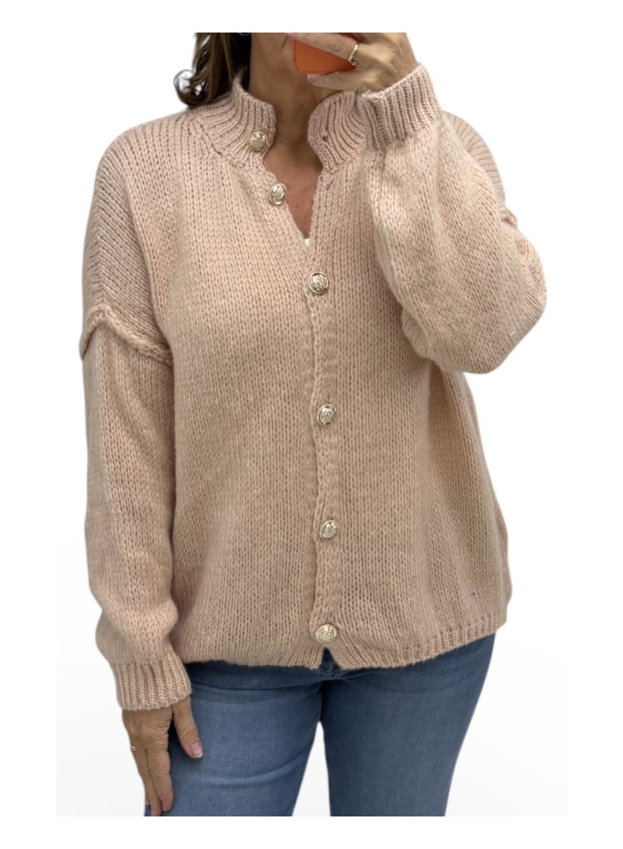 zacht vest met knopen Sophia peachy