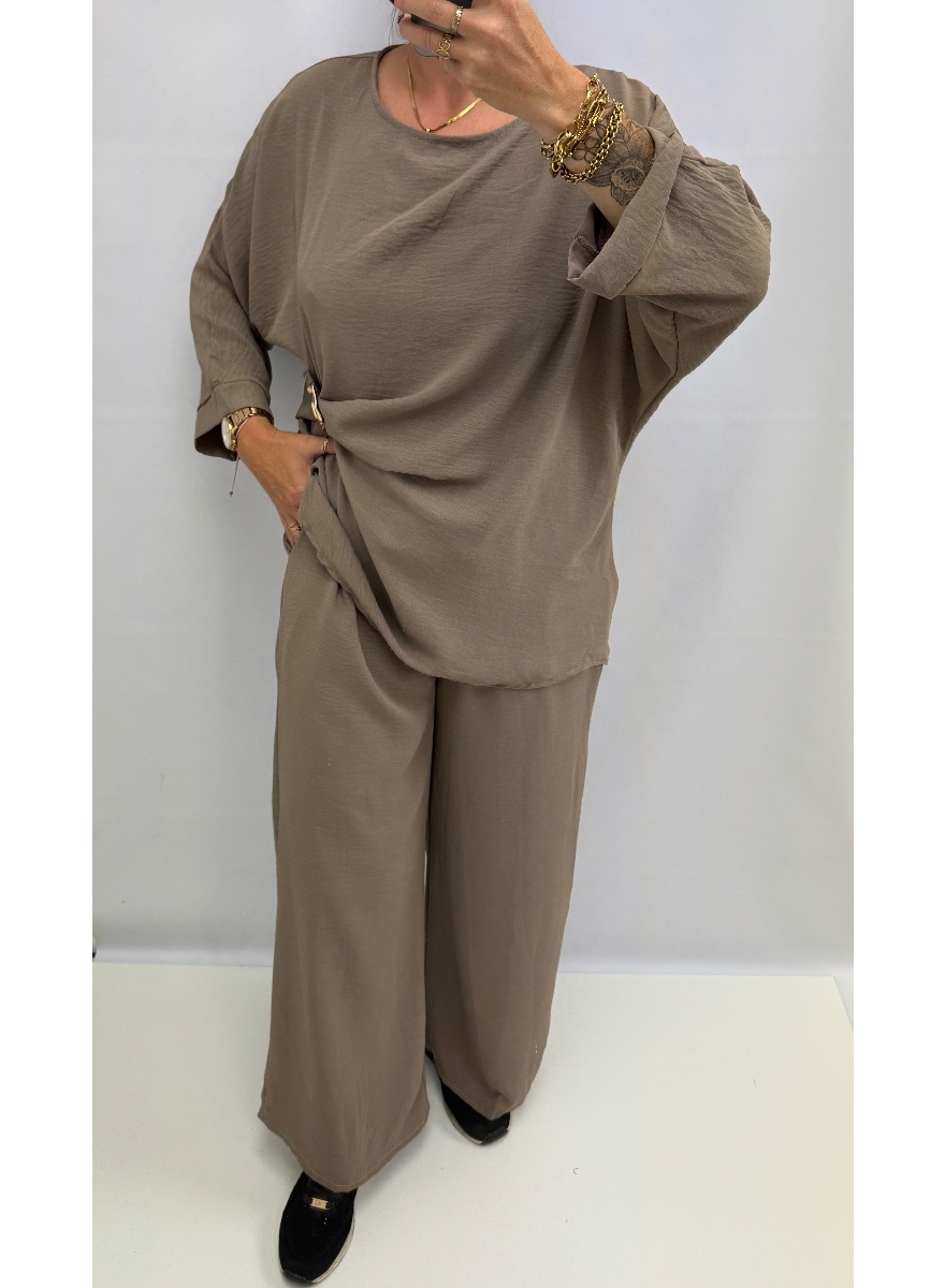 2-delig set met gouden gesp taupe 