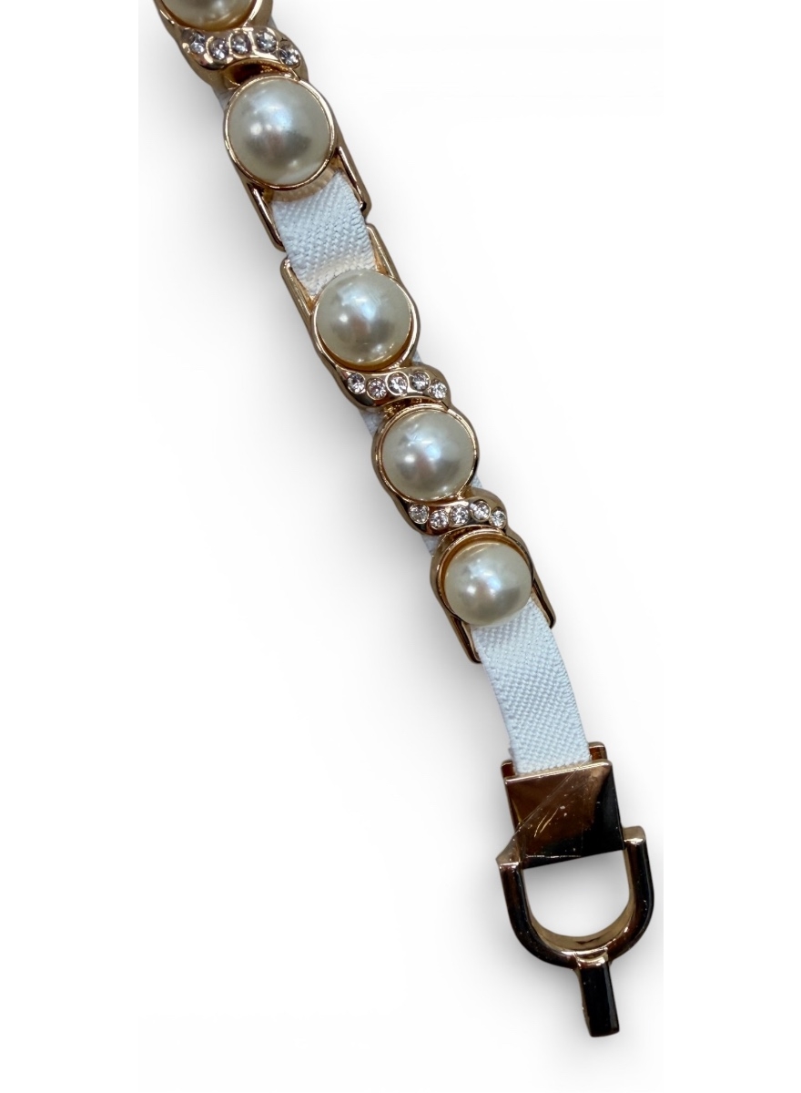 Ceintuur met parels en veel stretch off-white (PD-4005)