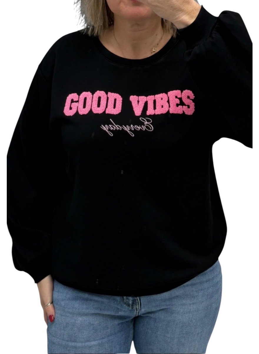 Sweater good vibes zwart (SWD)