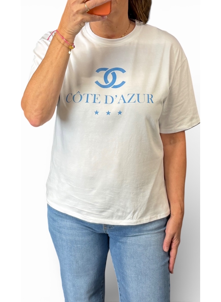 Shirt met korte mouw Côte d' Azur blauw