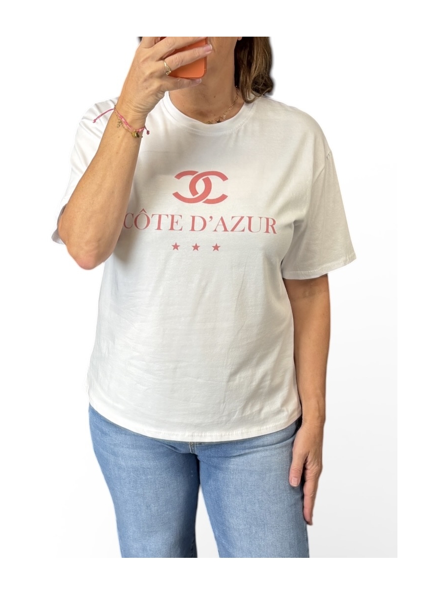 Shirt met korte mouw Côte d' Azur zalm