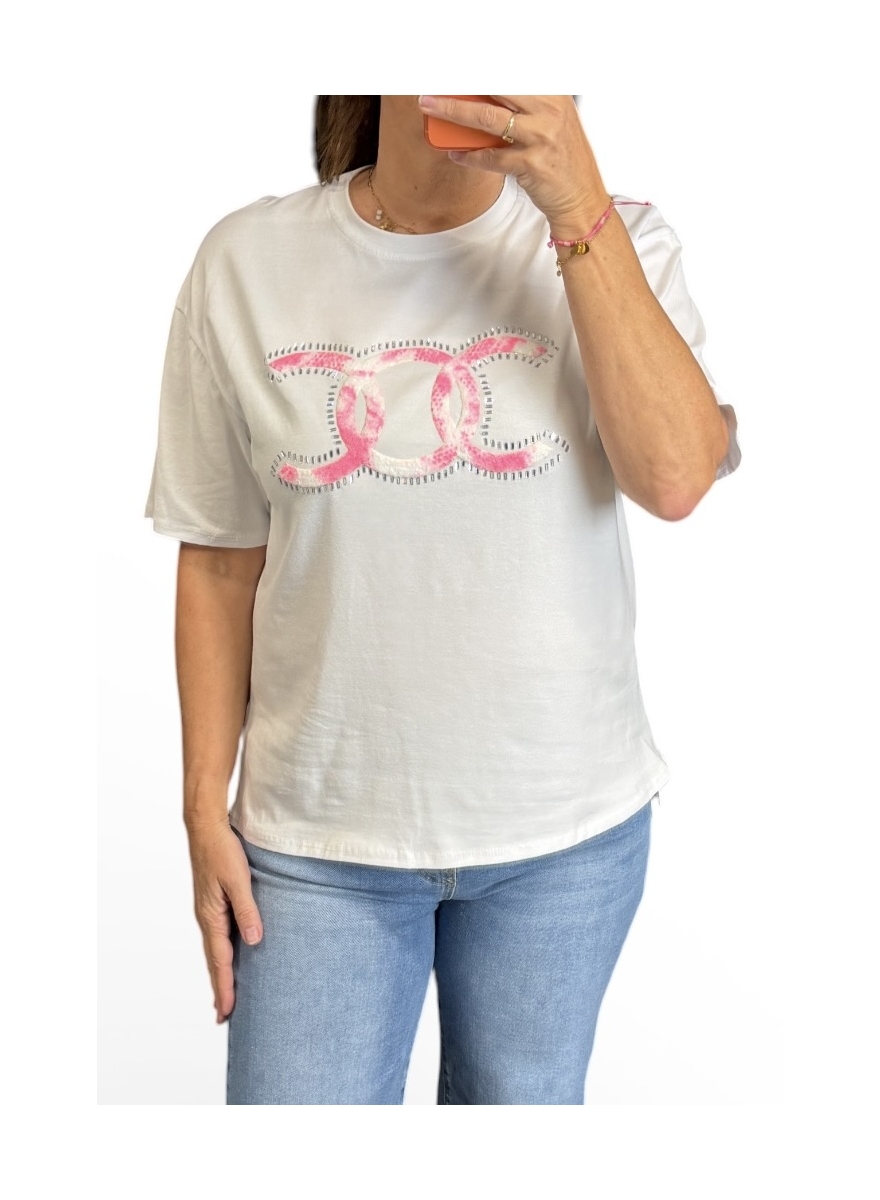 Shirt met korte mouw 3D CC roze