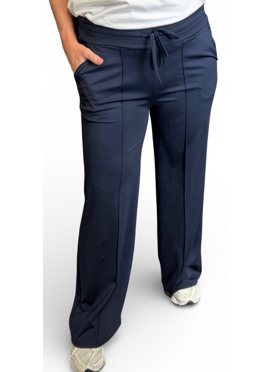 Travelstof broek met rechte broekspijp Juliët donker blauw (TVB)