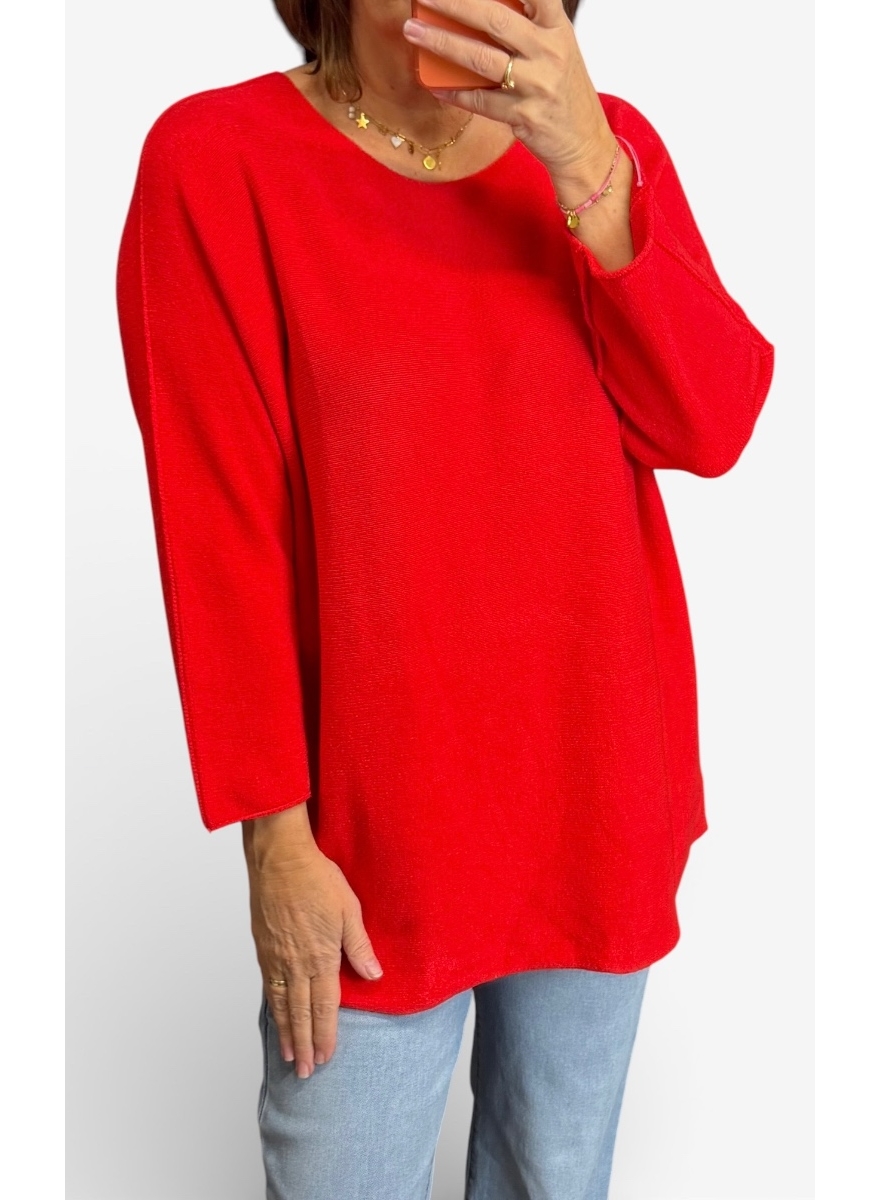 Trui met lange mouw en RONDE hals Lauren rood