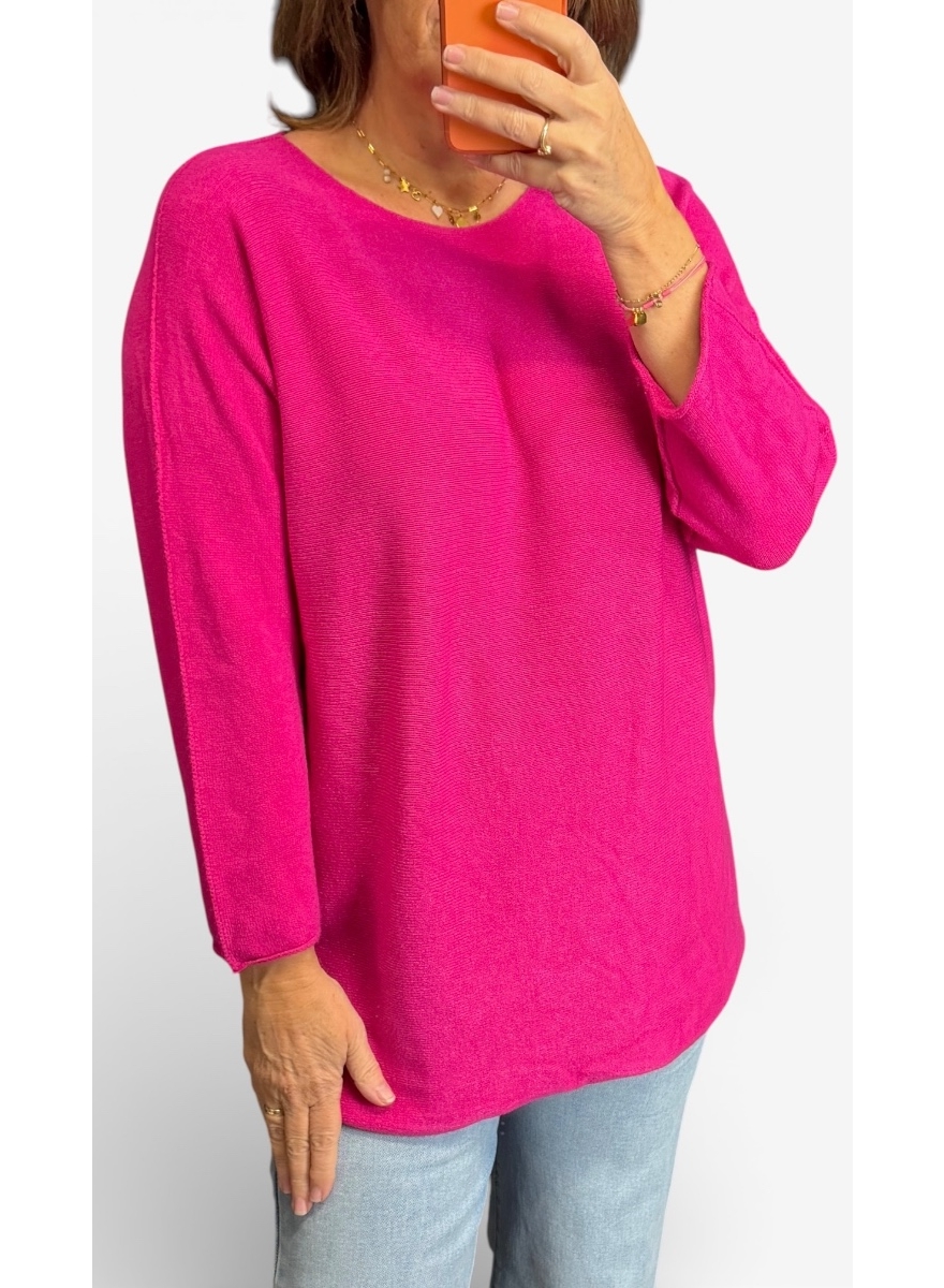 Trui met lange mouw en RONDE hals Lauren fuchsia