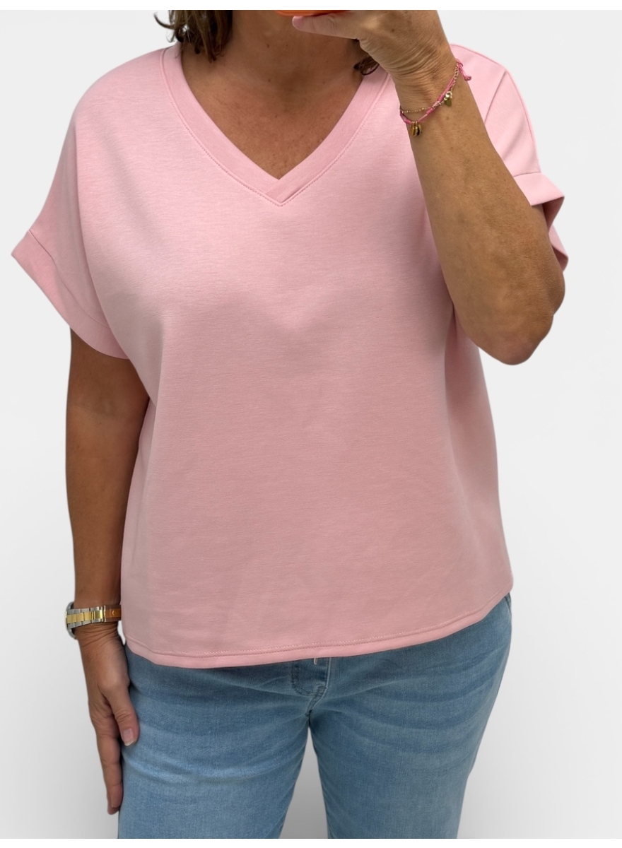 Basic soft shirt v-hals licht roze