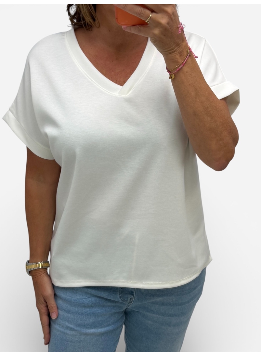 Basic soft shirt v-hals off-white