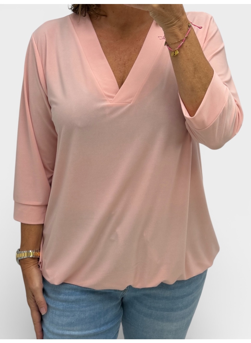 basic lange mouwen shirt v hals mieke licht roze