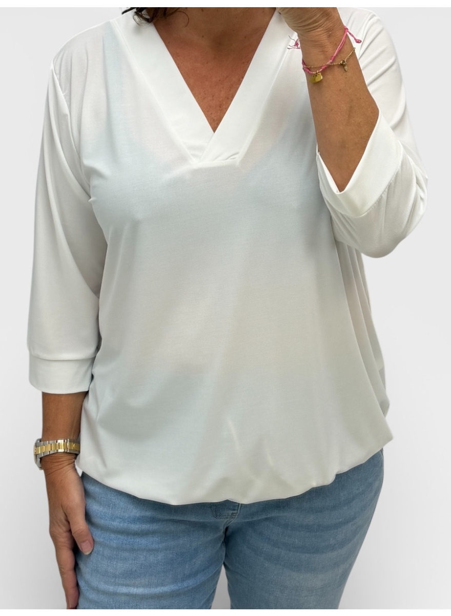 basic lange mouwen shirt v hals mieke off-white