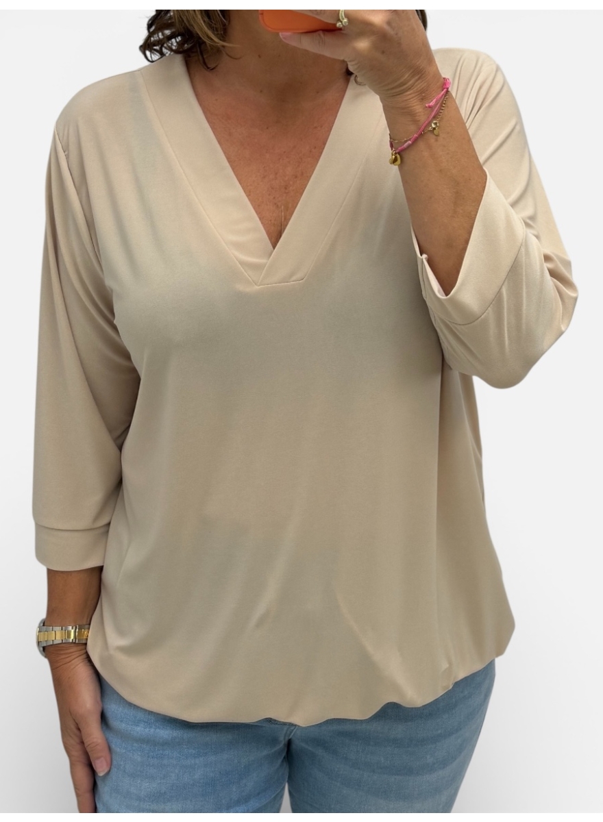 basic lange mouwen shirt v hals mieke zand