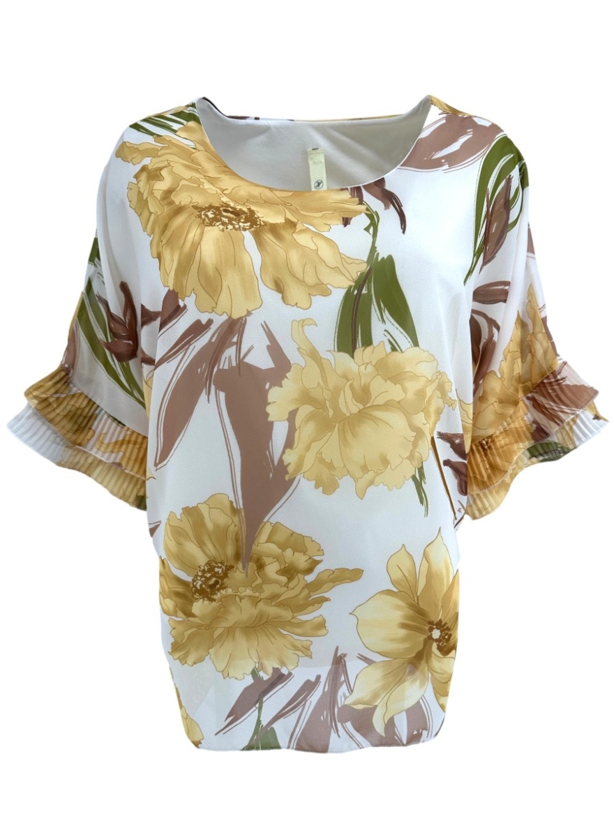 Blouse met plisse aan de mouw Cartooney Dominica geel SALE