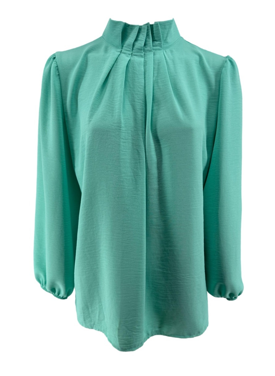 Blouse met opstaande boord en smock aan de mouw Sammie mint (SALE) (tkd)