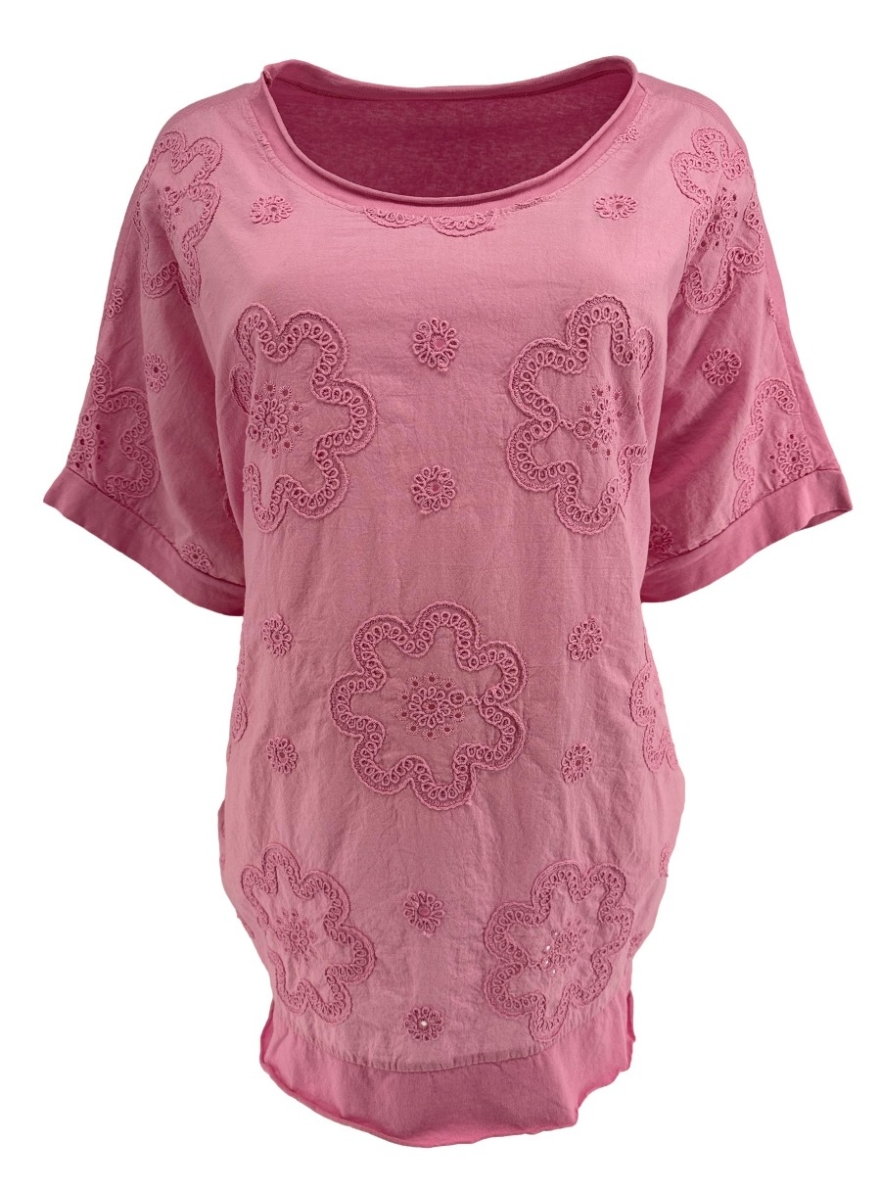 Shirt met bloemen Spongie hot pink. SALE