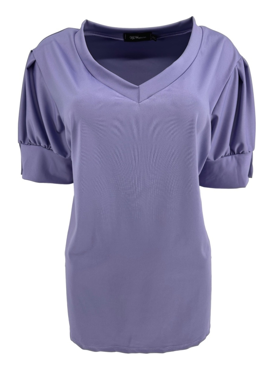 Travelstof shirt met knoopjes aan de mouw Winnie lavendel (ttsb)