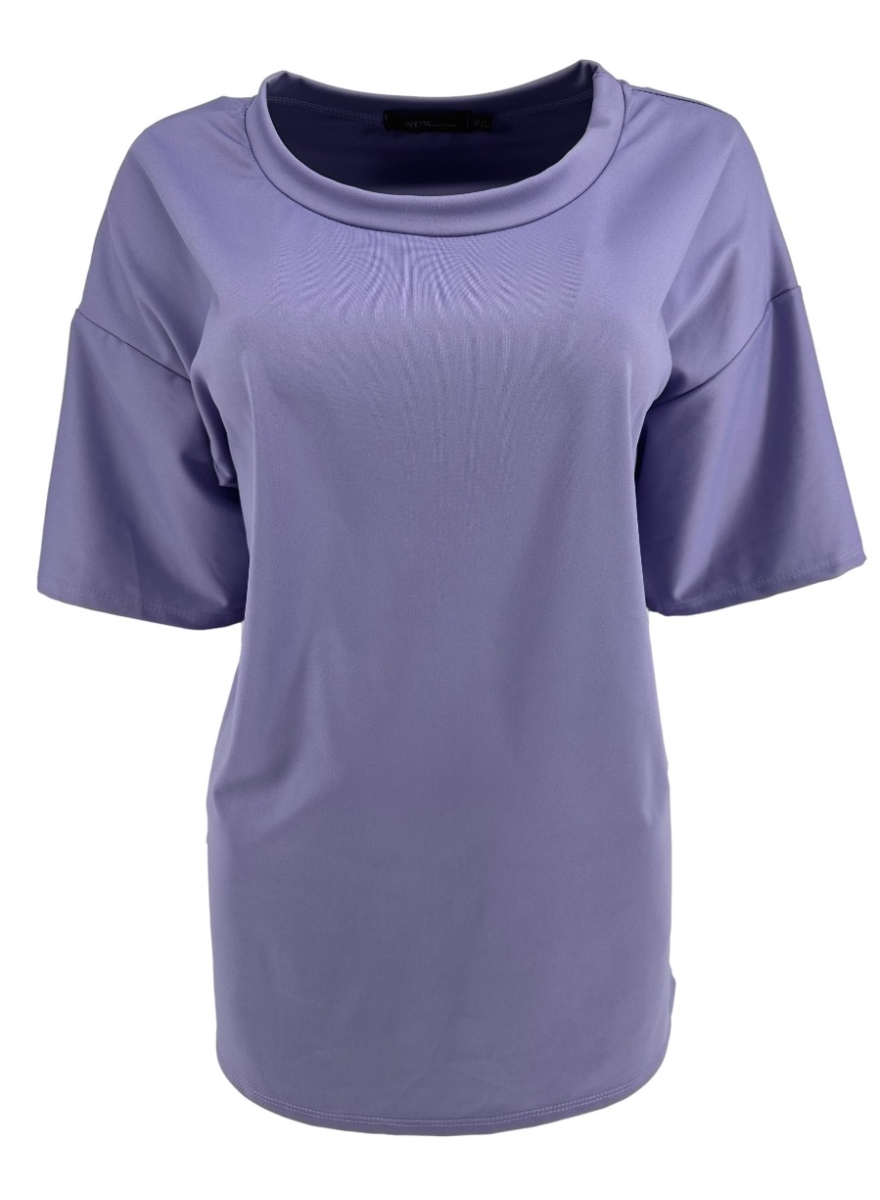Basic travelstof shirt met ronde hals Jenna lavendel SALE